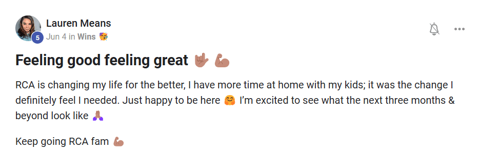 Lauren Means: More time with her family